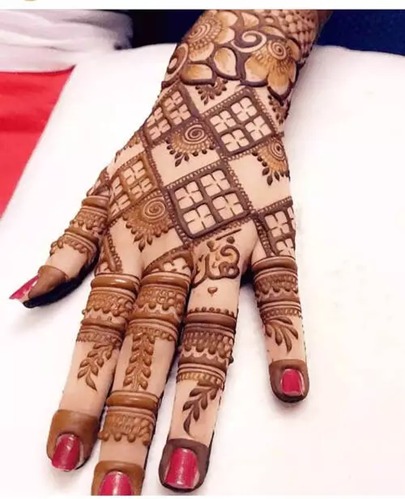 Criss-Cross Back Hand Henna Design